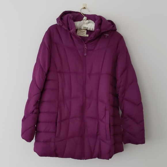 Faded Glory Jackets & Blazers - Fuchsia maternity puffer with detachable hood
